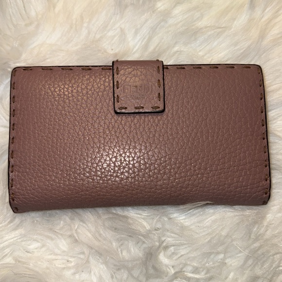 Fendi Wallet Selleria Peekaboo Long Bifold Pink Double Open Women's Leather - Picture 7 of 17